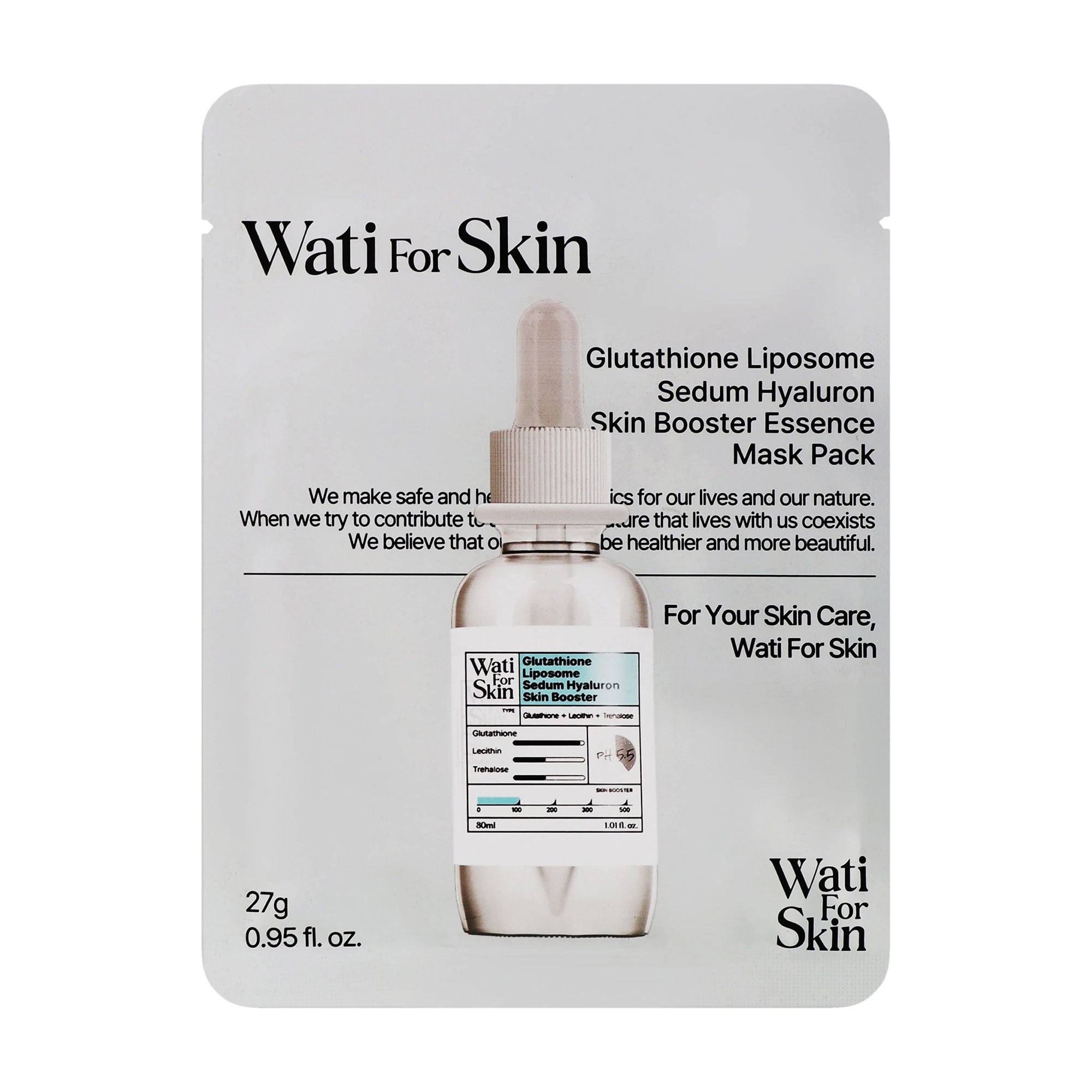 Тканинна маска для обличчя Wati For Skin Glutathione Liposome Sedum Hyaluron Skin Booster Essence Mask Pack, 27 г